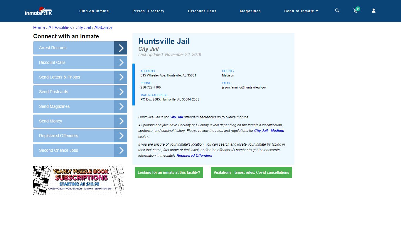 Huntsville Jail | Inmate Locator