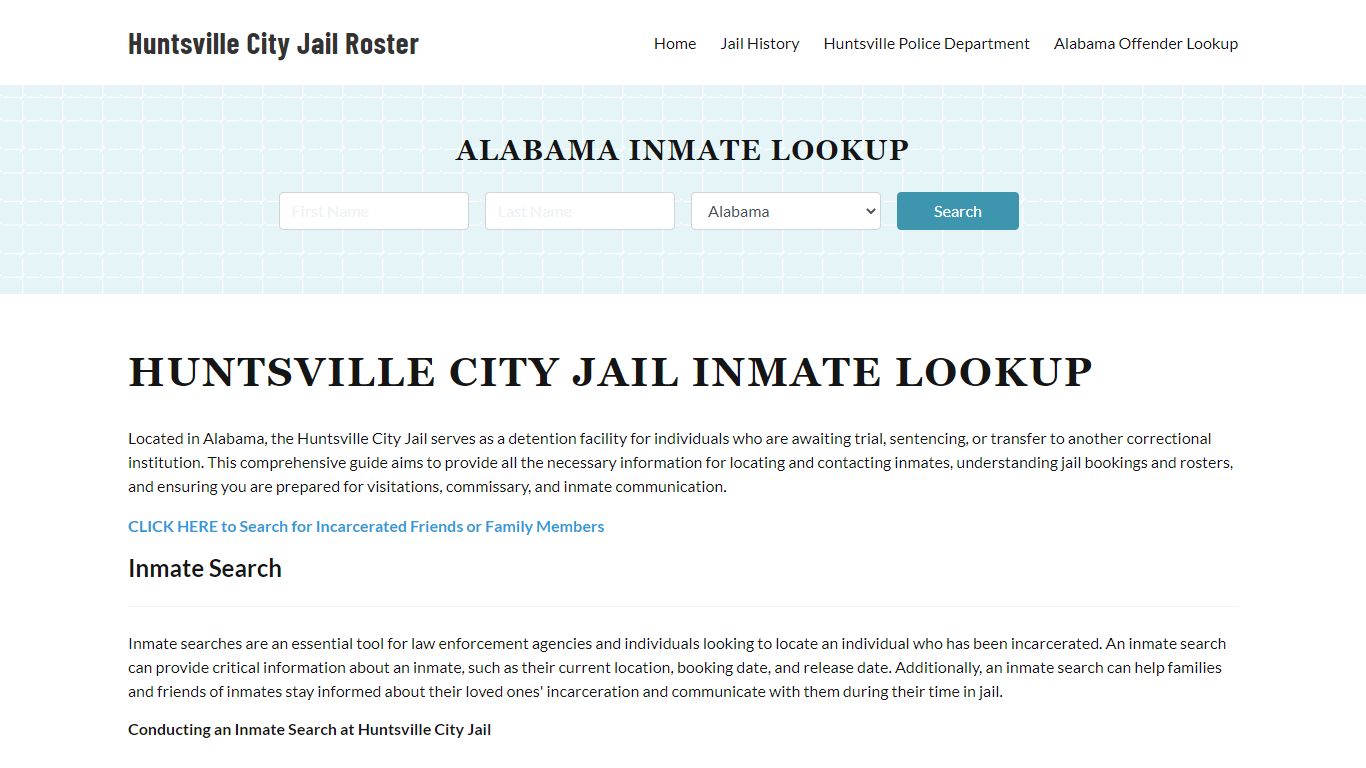 Huntsville City Jail, AL Inmate Search, Jail Roster, Bookings